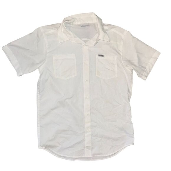 Columbia Mens S/S White Button-Up Shirt - Picture 1 of 7